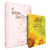 Kit Bíblia de Estudo Diz NAA Feminina + 365 Mensagens Diárias com Charles Spurgeon Girassol - Livraria Cristã Emmerick