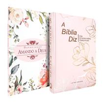 Kit Bíblia de Estudo Diz NAA Feminina + Devocional Amando a Deus Flores