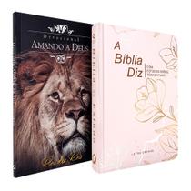 Kit Bíblia de Estudo Diz NAA Feminina + Devocional Amando a Deus Leão