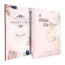 Kit Bíblia de Estudo Diz NAA Feminina + Devocional Amando a Deus Preciso de Ti