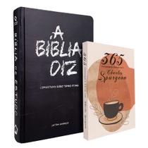 Kit Bíblia de Estudo Diz NAA Giz + 365 Mensagens Diárias com Charles Spurgeon Café