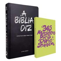 Kit Bíblia de Estudo Diz NAA Giz + 365 Mensagens Diárias com Charles Spurgeon Lettering