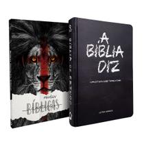 Kit Bíblia de Estudo Diz NAA Giz + Caderno Anotações Bíblicas Leão de Judá