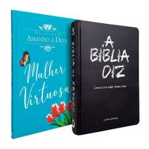 Kit Bíblia de Estudo Diz NAA Giz + Devocional Amando a Deus Mulher Virtuosa