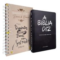 Kit Bíblia de Estudo Diz NAA Giz + Diário de Oração Lettering Kit Bíblia de Estudo Diz NAA Giz + Diário de Oração Lettering