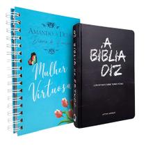 Kit Bíblia de Estudo Diz NAA Giz + Diário de Oração Mulher Virtuosa