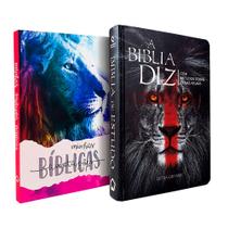 Kit Bíblia de Estudo Diz NAA Leão + Caderno Anotações Bíblicas Leão Color