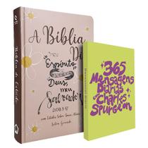 Kit Bíblia de Estudo Diz NAA Lettering + 365 Mensagens Diárias com Charles Spurgeon Lettering