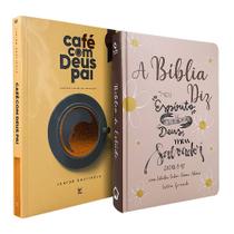 Kit Bíblia de Estudo Diz NAA Lettering + Devocional Café com Deus Pai