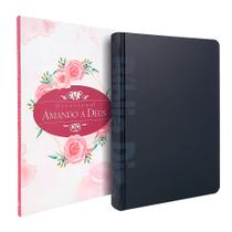 Kit Bíblia de Estudo Diz NAA Sticker + Devocional Amando a Deus Rosas Aquarela