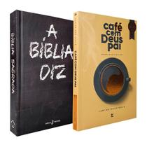 Kit Bíblia de Estudo Diz NVI - Capa Dura Giz + Café com Deus Pai
