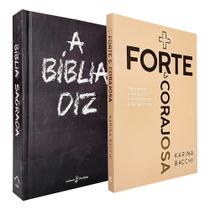 Kit Bíblia de Estudo Diz NVI - Capa Dura Giz + Mais Forte e Corajosa