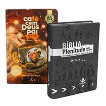 KIT Bíblia de Estudo Plenitude para Jovens Luxo e Devocional Café com Deus Pai Teens 2025
