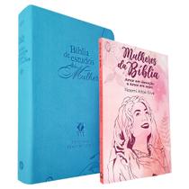 Kit Bíblia de Estudos da Mulher NVT Azul Flores + Mulheres da Bíblia - Publicações Pão Diário
