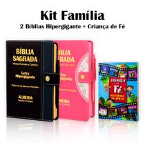 Kit Bíblia Familia - 2 Hipergigante + 1 Bíblia Infantil Letras Grandes - Ilustrada