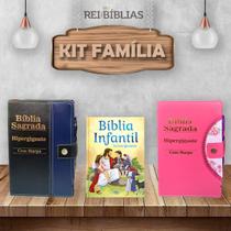 Kit Bíblia Familia - 2 Hipergigante + 1 Bíblia Infantil Letras Grandes - Ilustrada