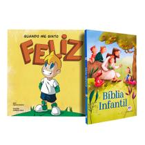 Kit Bíblia Infantil Brochura + Coleção Sentimentos e Emoções Feliz