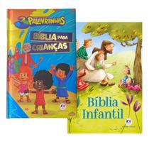 KIT Bíblia Infantil Ilustrada Para Crianças Capa Dura e Bíblia para Crianças 3 Palavrinhas Almofadada Linguagem Simples