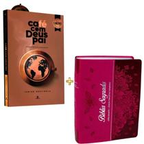 KIT BÍBLIA LETRA GIGANTE PINK FLOR ALMEIDA CORRIGIDA ÍNDICE PJV LUXO e LIVRO DEVOCIONAL CAFÉ COM DEUS PAI