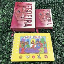 Kit Bíblia Mãe e Filha Herdeira da Coroa Rosa ARC Com Harpa e Índice e um Livro de Colorir Meu Jesus 50 Páginas HDC
