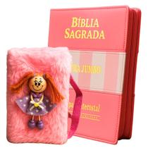 Kit Bíblia Mãe e Filha: Rosa Zíper + Bonequinha