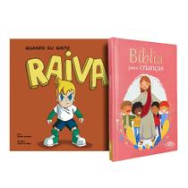 Kit Bíblia para Crianças Rosa + Coleção Sentimentos e Emoções Raiva - Todo Livro
