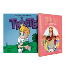 Kit Bíblia para Crianças Rosa + Coleção Sentimentos e Emoções Triste - Todo Livro