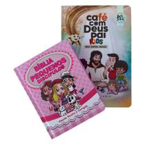 Kit Bíblia Pequenos discipulos rosa + Café com Deus pai KIDS 2025