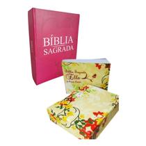 Kit Biblia Sagrada Catolica Rosa + Biblia Mulher Ella De Estudos Conciso C/ Estojo