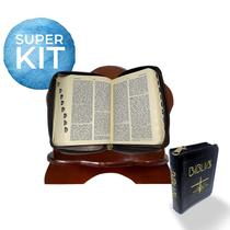 Kit Biblia Sagrada Com Suporte Pequena Para Sala