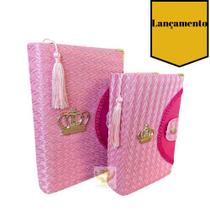 Kit Biblia Sagrada Mãe e Filha Caneta e Harpa Letra Gigante