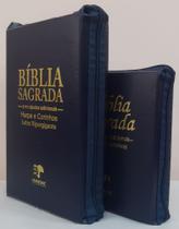 Kit bíblia sagrada mãe & filha - capa com ziper azul marinho