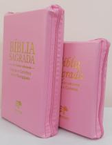 Kit bíblia sagrada mãe & filha - capa com ziper rosa lisa