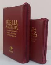 Kit bíblia sagrada mãe & filha - capa com ziper vinho - Mundial Records