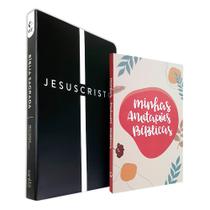 Kit Bíblia Sagrada NVT Capa Flexível Cruz Jesus Cristo + Minhas Anotações Bíblicas Boho