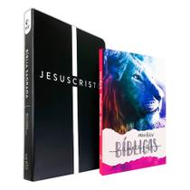 Kit Bíblia Sagrada NVT Capa Flexível Cruz Jesus Cristo + Minhas Anotações Bíblicas Leão Color