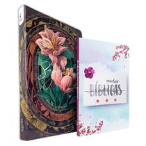 Kit Bíblia Sagrada NVT Capa Flexível Floral + Minhas Anotações Bíblicas Aquarela