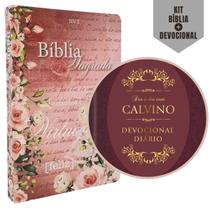 Kit Bíblia Sagrada NVT Rosa Virtuosa + Diário Devocional Calvino - Igreja - Grupo - Vida Cristã