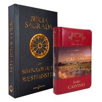 Kit Bíblia Sagrada Símbolos de Fé Westminster NVI Preta + Dia a Dia com Calvino Luxo - Publicações Pão Diário