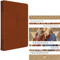 Kit Bíblia Slim Filament NVT Cor Marrom + Livro Panorama do Novo Testamento Augustus Nicodemus Mundo Cristão