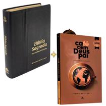 KIT Bíblia Versão NAA Nova Almeida Atualizada Capa Couro Letra Gigante sem Índice e LIVRO DEVOCIONAL CAFÉ COM DEUS PAI