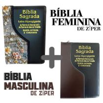 KIT Bíblias com Harpa de Zíper Casal Cristão Letra Hiper gigante e Índice Almeida Revista e Corrigida AR Cor: KIT Encant KIT Bíblias com Harpa de Zíper Casal Cristão Letra Hiper gigante e Índice Almeida Revista e Corrigida AR Cor: KIT Encant