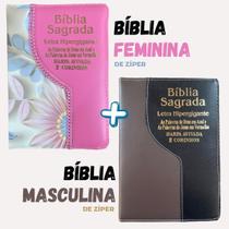 KIT Bíblias com Harpa de Zíper Casal Cristão Letra Hiper gigante e Índice Almeida Revista e Corrigida AR Cor: KIT Flores KIT Bíblias com Harpa de Zíper Casal Cristão Letra Hiper gigante e Índice Almeida Revista e Corrigida AR Cor: KIT Flores