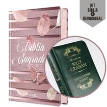 Kit Bíblico - 1 Bíblia Sagrada Capa Dura NVI Feminina + Devocional Diário 366 Dias De Leitura Bíblica Com Billy Graham