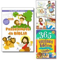 Kit Bíblico - Passatempos + Historias + Desenhos Para Colorir - Infantil