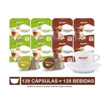 Kit Bicafé 128 Cápsulas P/ Máquinas Dolce Gusto + Xícara