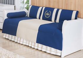 Kit Bicama Glamour 06 peças - Realeza Marinho com Caqui