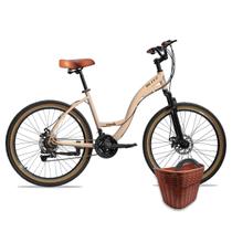Kit Bicicleta 26 Blitz Comodo Urbana 21v + Cestinha e Cadeado