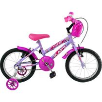 Kit Bicicleta Aro 16 Kami Star Kid Pricess Lilas Baby Rosa