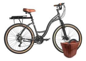 Kit Bicicleta Blitz Comodo 26 Urbana 21v + Bagageiro, Cestinha e Cadeado -